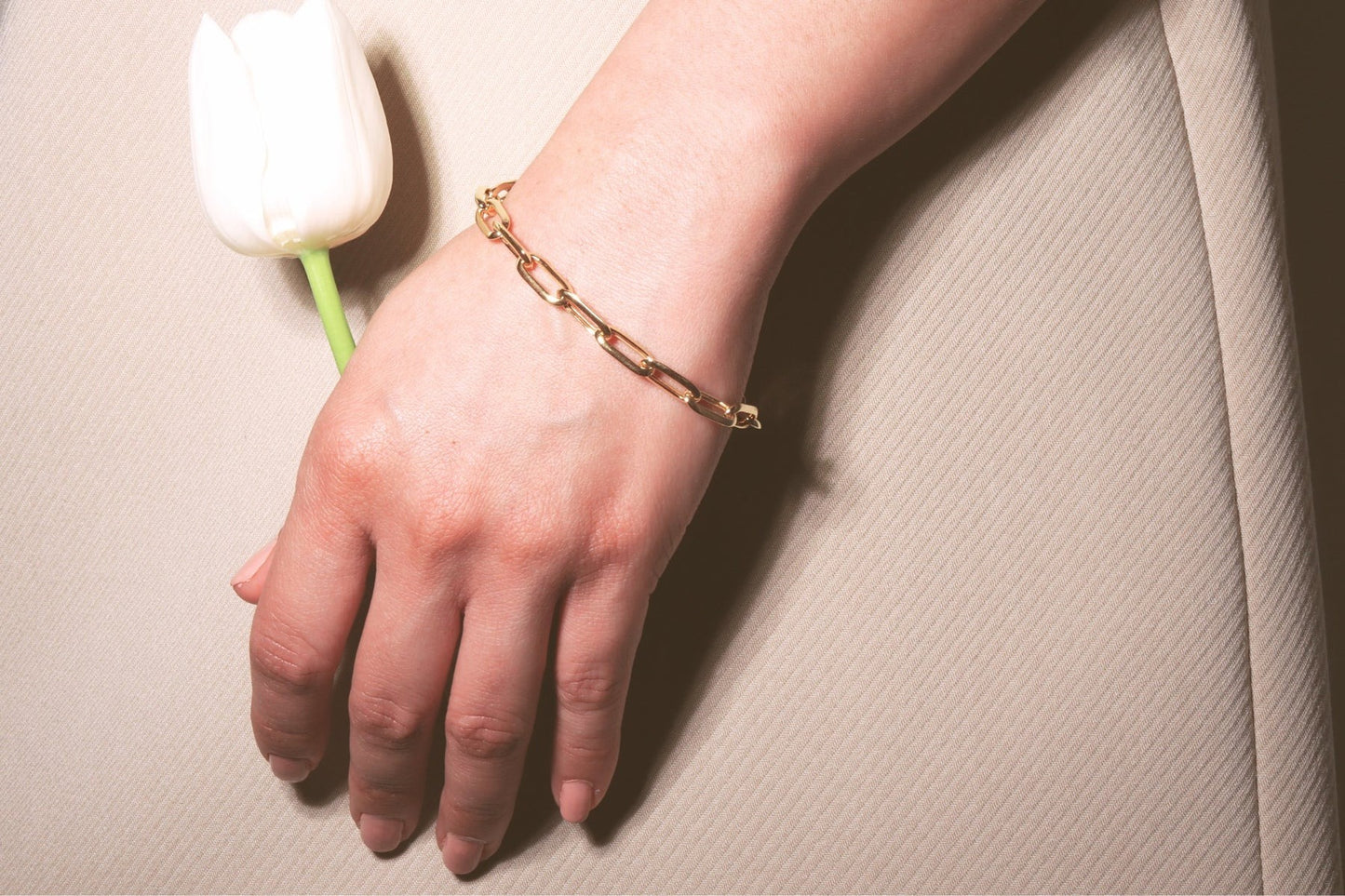 Sterling Silver Gold Plated Paperclip Chain Bracelet