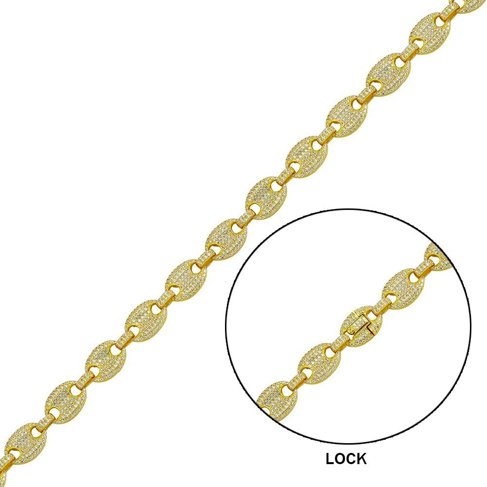 8mm Gold Encrusted Oval Link Chain