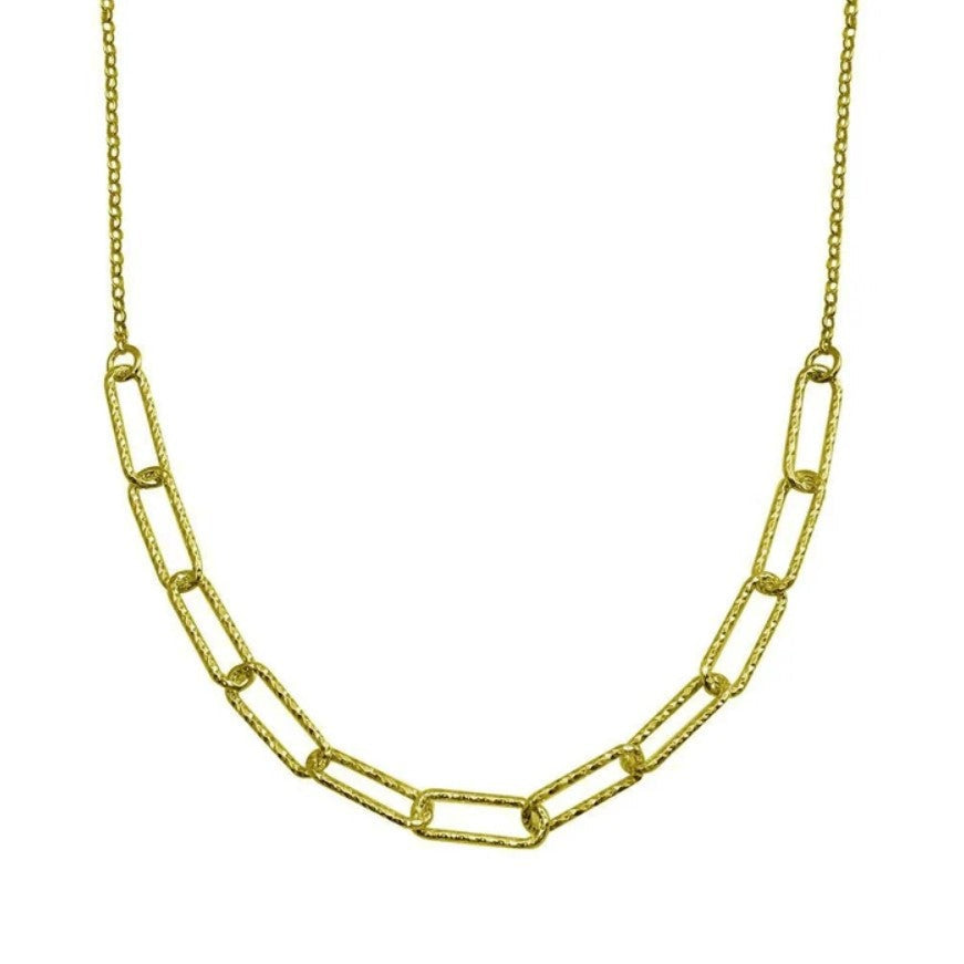 Paper Clip Diamond Cut Necklace