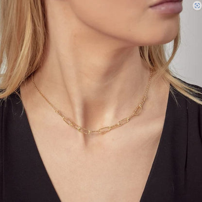 Paper Clip Diamond Cut Necklace