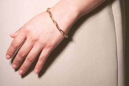 Sterling Silver Gold Plated Paperclip Chain Bracelet