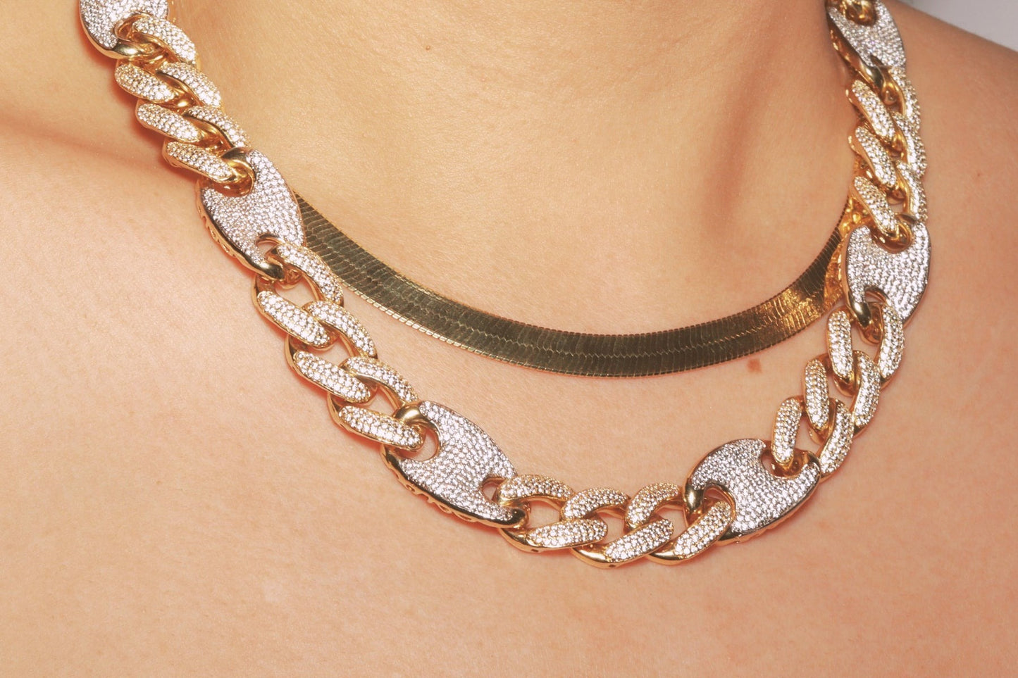 Yellow Gold Herringbone Necklace