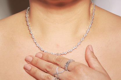 Zig Zag Simulated Diamonds Tennis Necklace