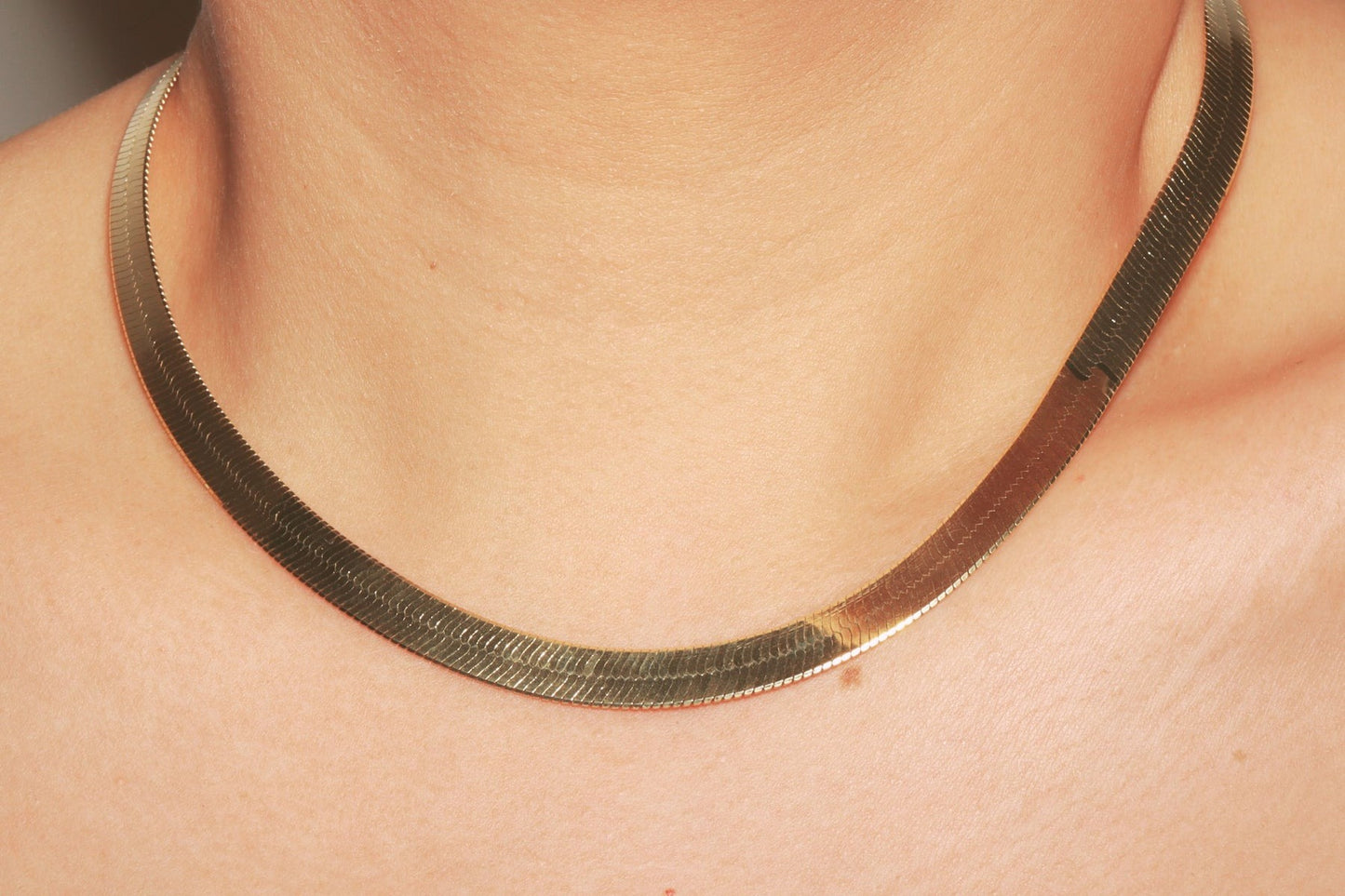 Yellow Gold Herringbone Necklace