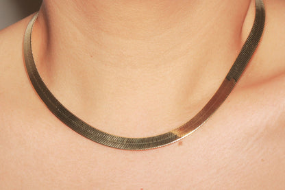 Yellow Gold Herringbone Necklace