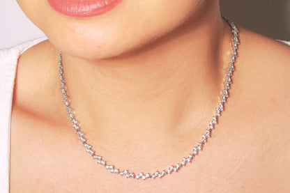 Zig Zag Simulated Diamonds Tennis Necklace