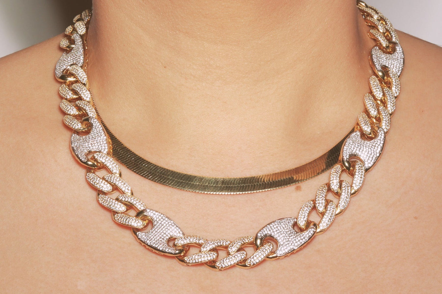 Yellow Gold Herringbone Necklace