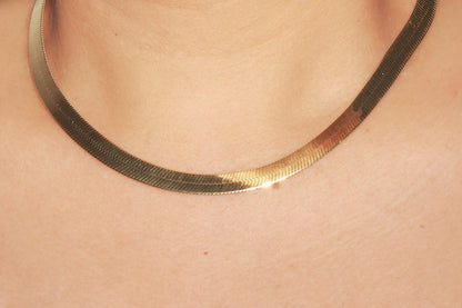 Yellow Gold Herringbone Necklace