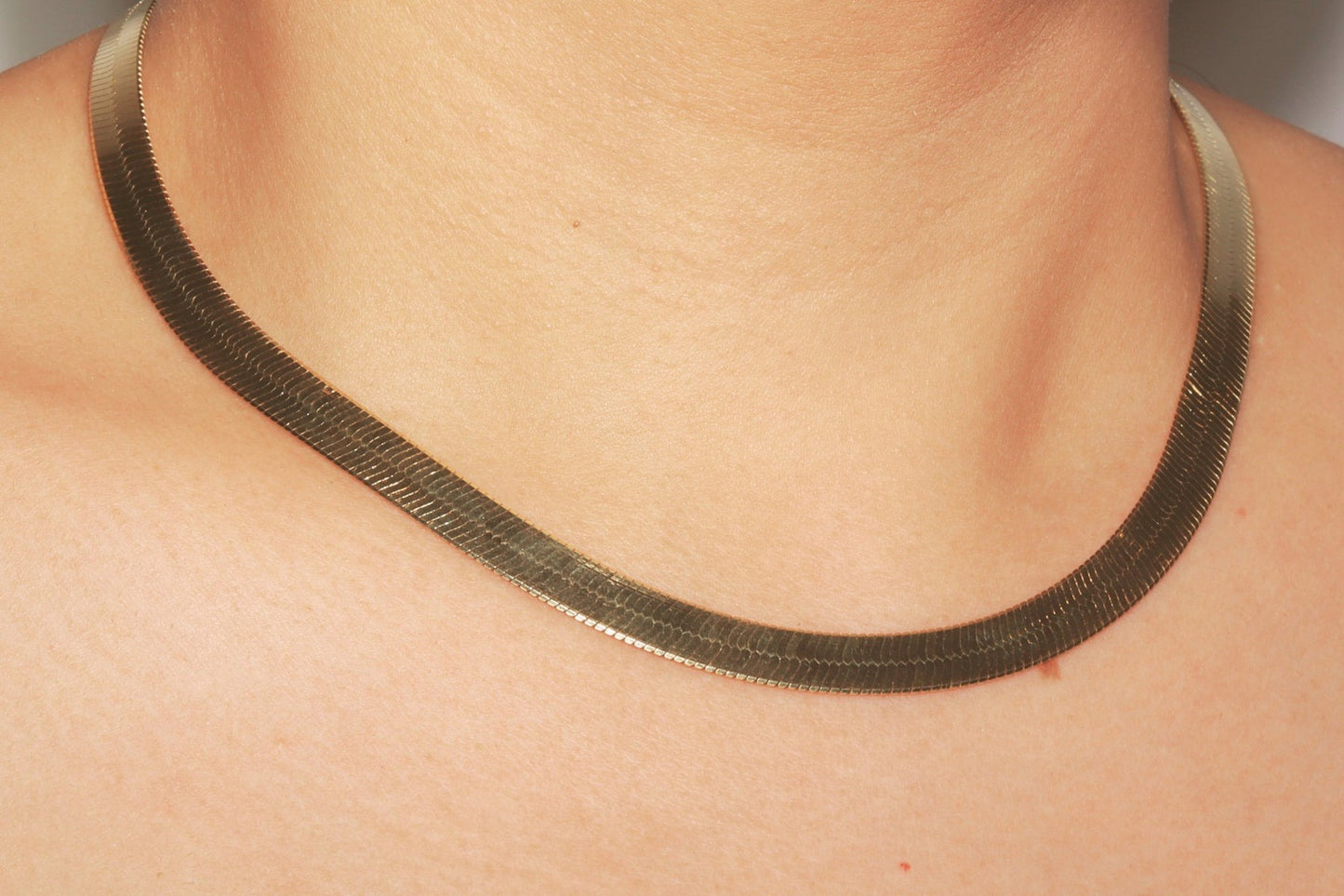 Yellow Gold Herringbone Necklace