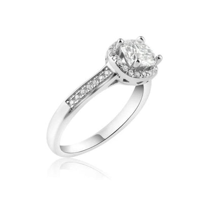 1 Carat Moissanite Halo Engagement Ring