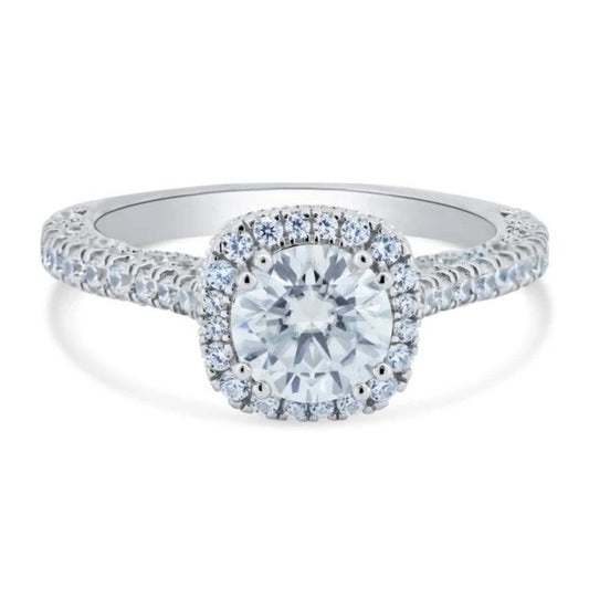 1 Carat Moissanite Round Halo Engagement Ring