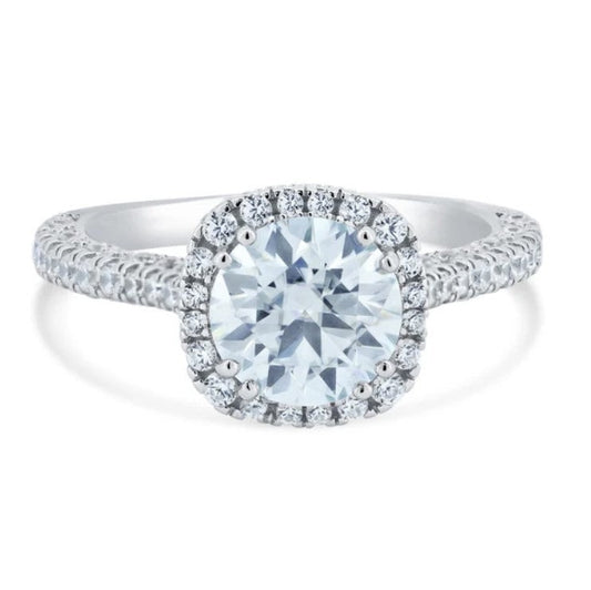 2 Carat Moissanite Round Halo Engagement Ring