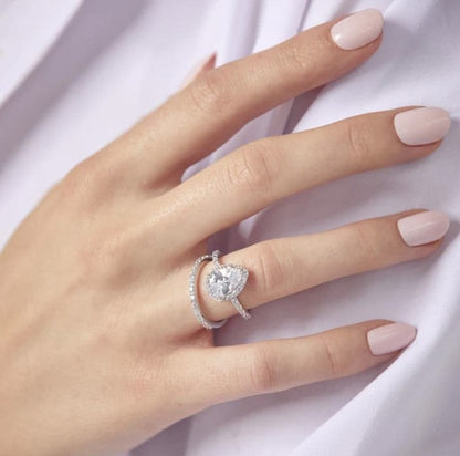 Pear Shaped Halo Engagement Ring