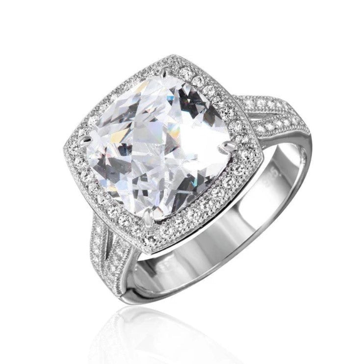 Cushion Cut Halo Engagement Ring