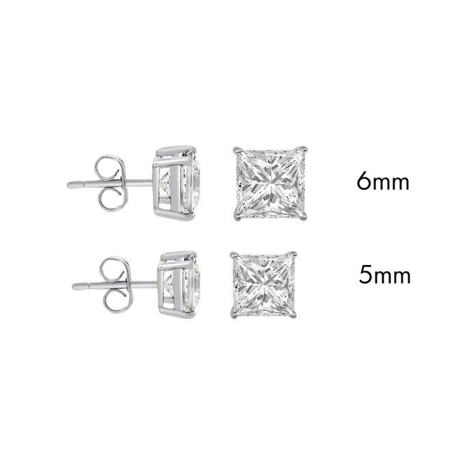 Round Square Heart Moissanite Stud Earrings