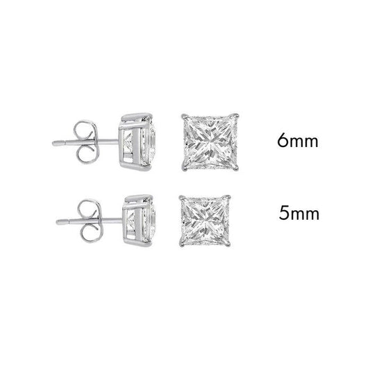 Round Square Heart Moissanite Stud Earrings