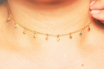 Circle Disc Choker Necklace