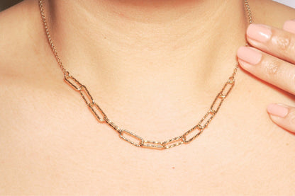 Paper Clip Diamond Cut Necklace