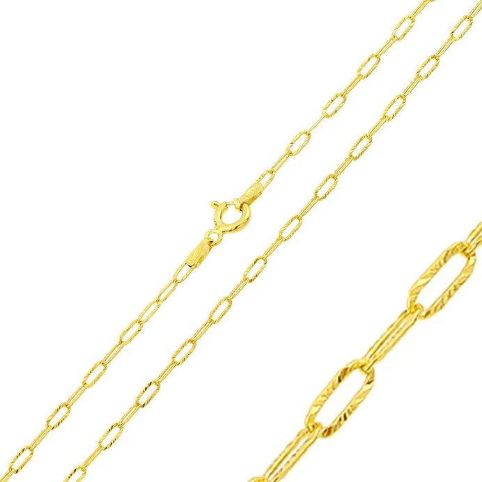 Paper Clip Diamond Cut Chain - 2.4mm