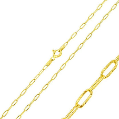 Paper Clip Diamond Cut Chain - 2.4mm