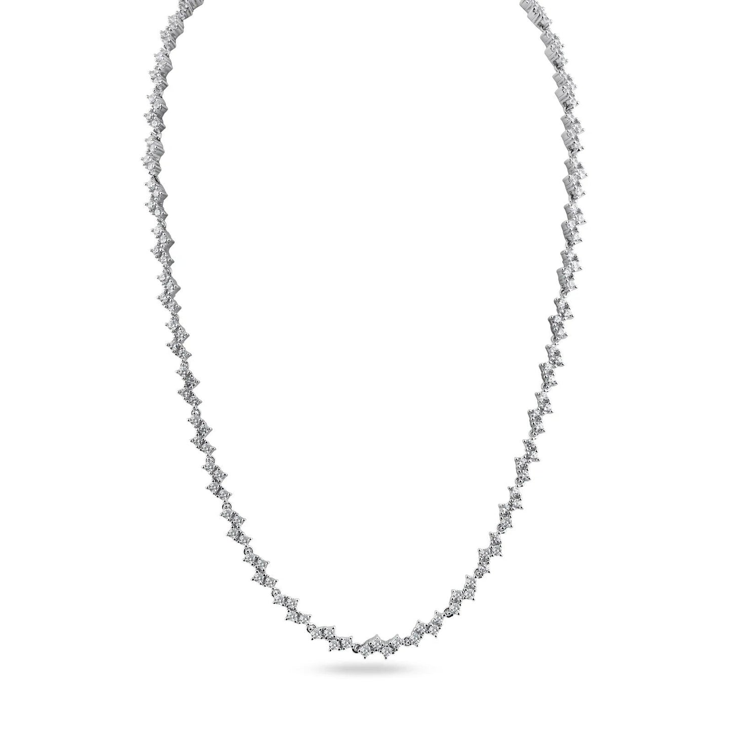 Zig Zag Simulated Diamonds Tennis Necklace